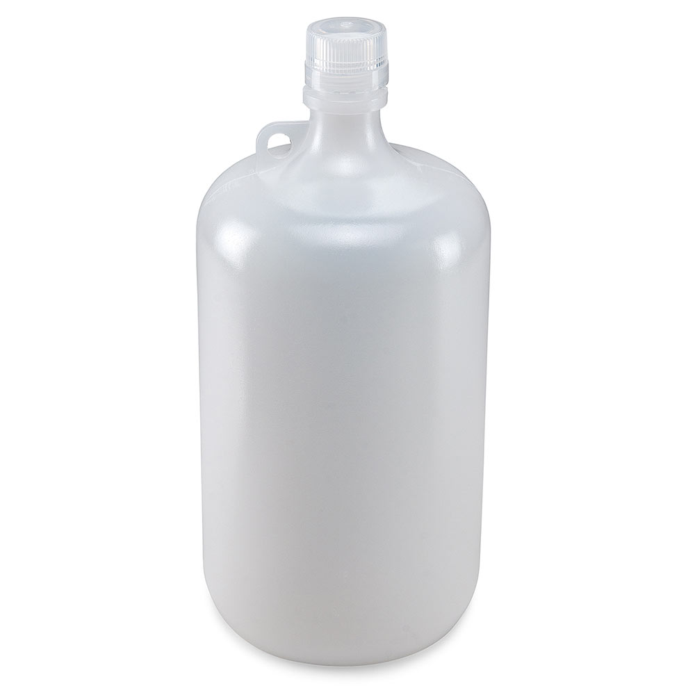 Globe Scientific Bottle, Narrow Mouth, LDPE Bottle, Attached PP Screw Cap, 4 Litres (1 Gallon) Image